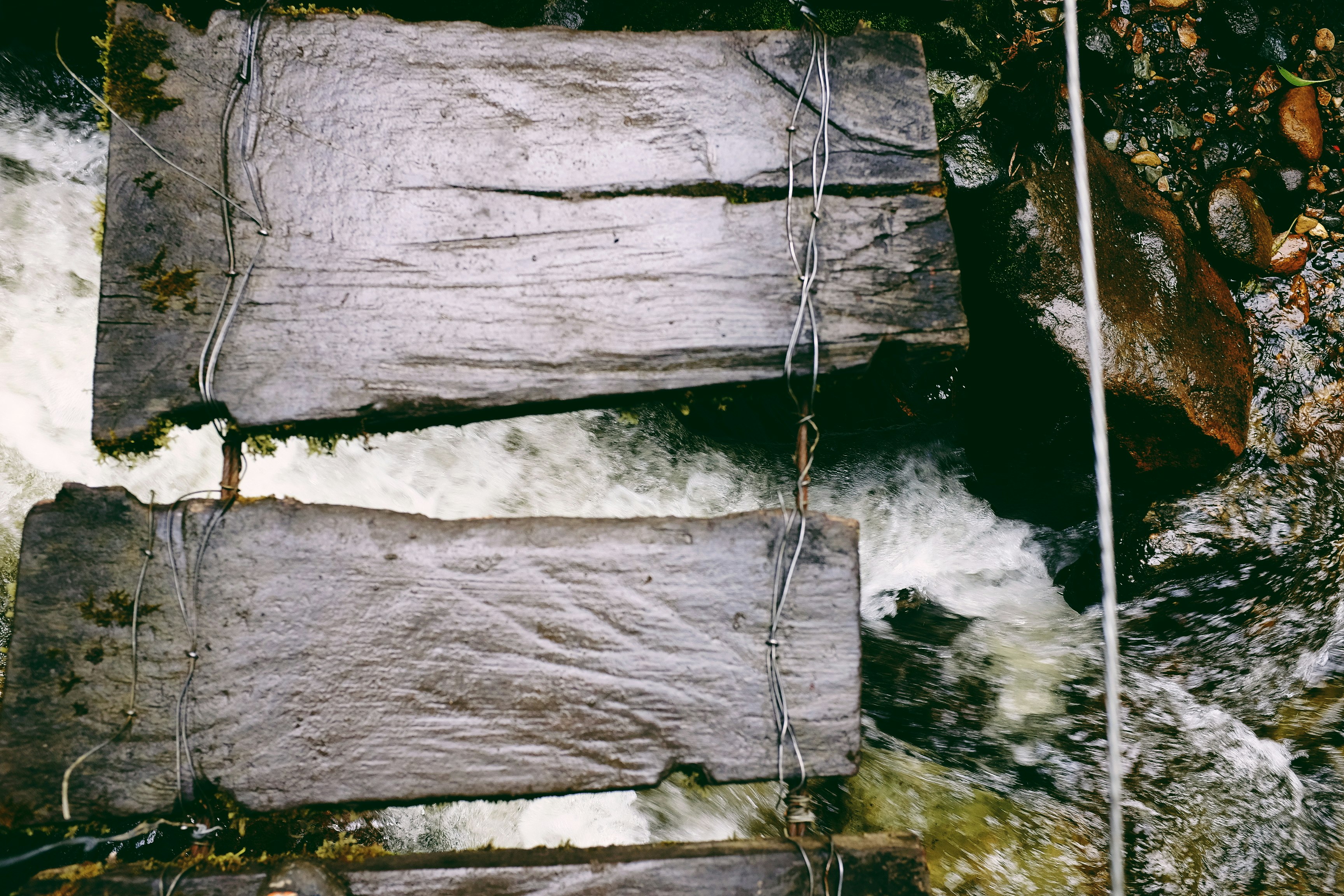 shallow focus photography of brown wooden bridge